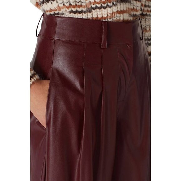 Nicholas Faux Leather Sofia Culottes Red Womens Size 8 - Picture 5 of 15
